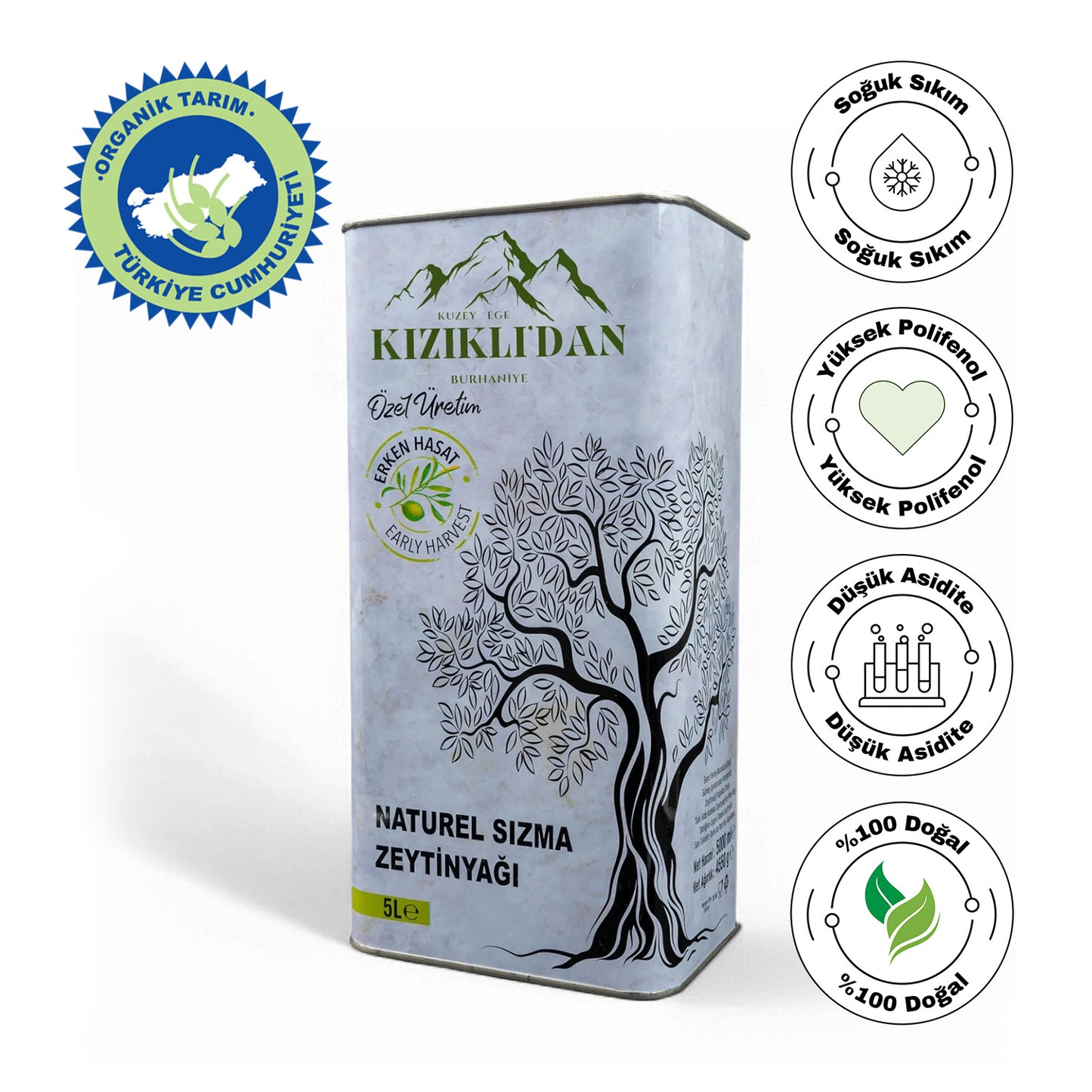 Kızıklıdan Teneke Naturel Sızma Zeytinyağı